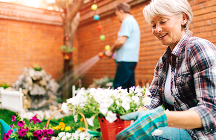 Woman planting some flowers